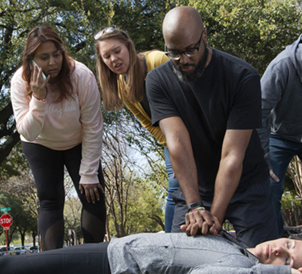 man performing bystander CPR