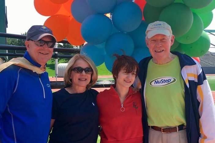 Steve Sarns (left) his wife Lori, daughter Megan and Dick Sarns at the Washtenaw County Heart Walk. (Photo courtesy of Steve Sarns)