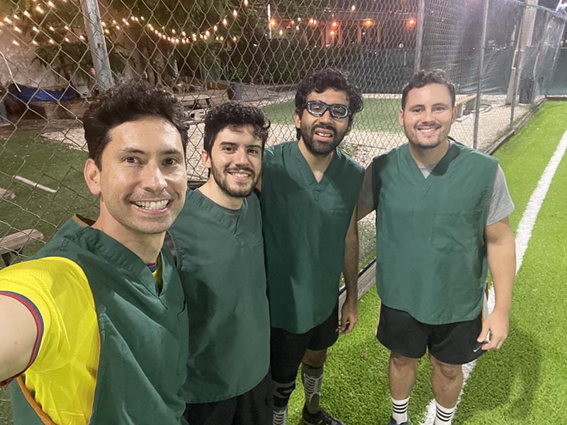 Dr. Gustavo Vargas (far left), medical student Alfredo Perez, Dr. Diego Montoya and Dr. Luiz Guido. (Photo courtesy of Dr. Gustavo Vargas)