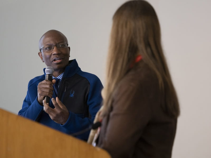 Dr. Bruce Ovbiagele during a session at the International Stroke Conference in Dallas in February. (Photo by American Heart Association/Todd Buchanan