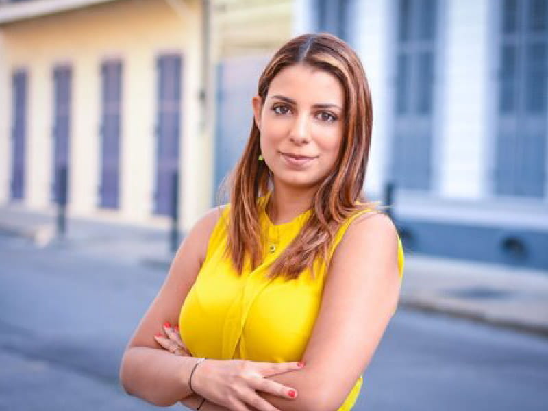 María Patrizia Santos, shown in the French Quarter in New Orleans, is seeking her doctorate at Tulane University.  (Photo courtesy of María Patrizia Santos)