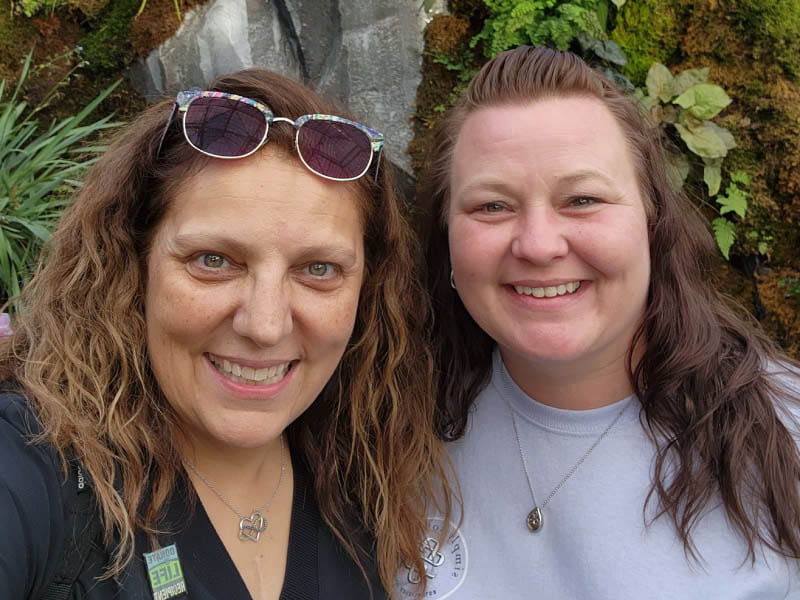 Heart transplant recipient Jennifer Mayadas-Dering (left) with her donor's sister, Michelle Johnson. (Photo courtesy of Jennifer Mayadas-Dering)