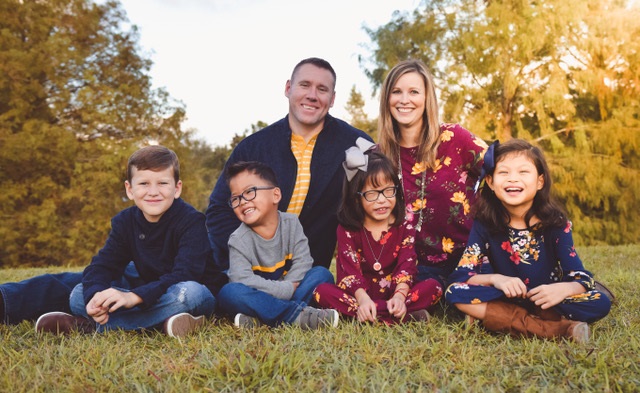 The Fussell family: parents James and Tara with children (front row from left) Jackson, Jett, Jade and Juliet