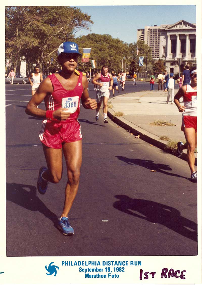 George Banker running his first marathon. (Photo courtesy of George Banker)