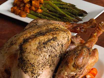 Mom's Roasted Turkey with Butternut Squash and Asparagus