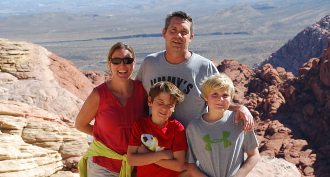 Sarah Belliveau with husband Jim and sons Sam and Andrew