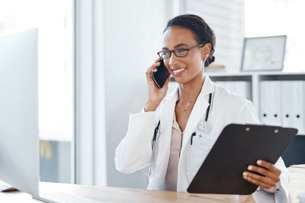 Doctor on phone