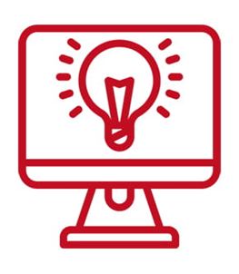 Icon of computer screen with lightbulb on the display