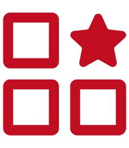Icon of three empty boxes and one solid star