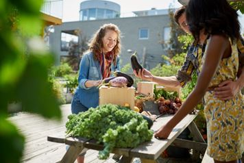 People at an urban farmers market